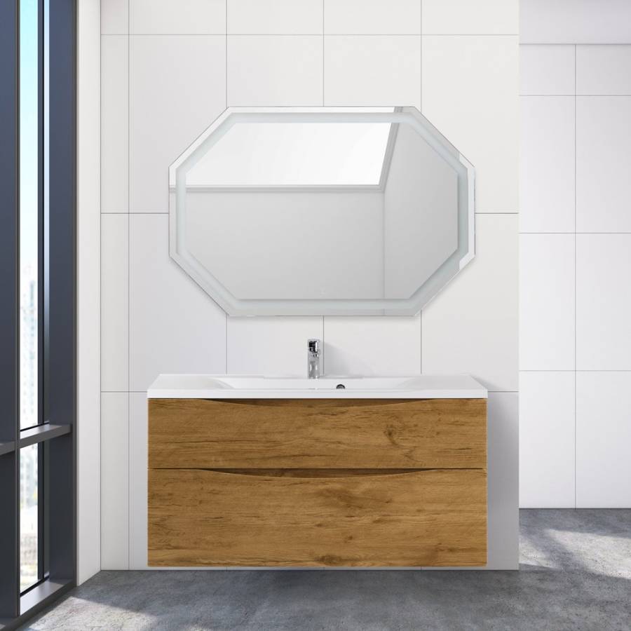 Тумба с раковиной подвесная BelBagno MARINO-H60 110 Rovere Moro, раковина белая
