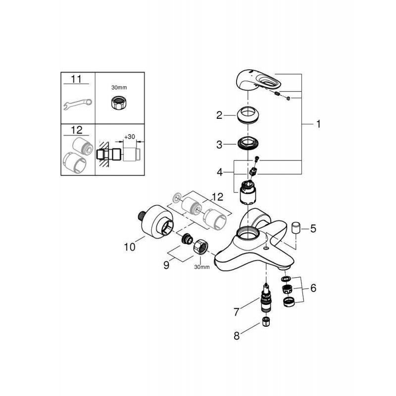 Смеситель для ванны Grohe Eurostyle New 33591003 хром