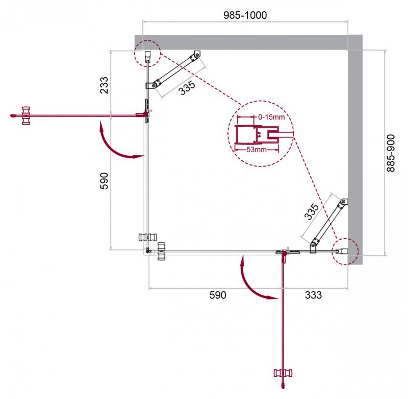 Душевой уголок BelBagno KRAFT-AH-22-100/90-C-Cr-L