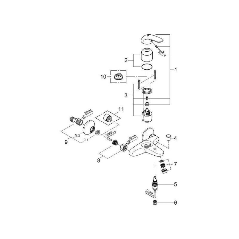 Смеситель для ванны Grohe Euroeco 32743000 хром