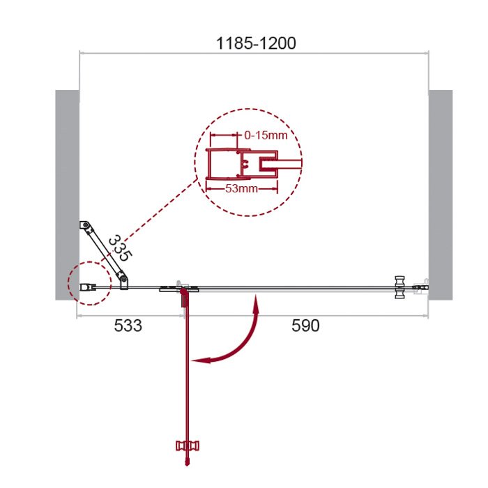 Душевая дверь BelBagno KRAFT-B-12-60/20-C-Cr-R