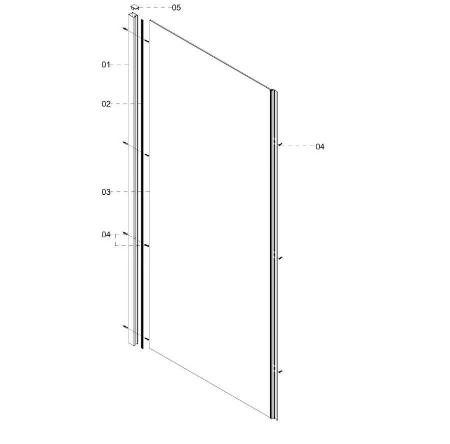 Боковая перегородка Creto Tenta 123-SP-100-C-CH-8 стекло прозрачное EASY CLEAN, профиль хром, 100х200 см
