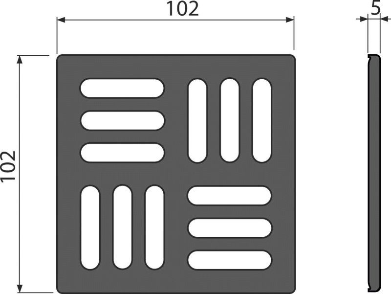 Pешетка 102×102 мм, нержавеющая сталь, черный-мат