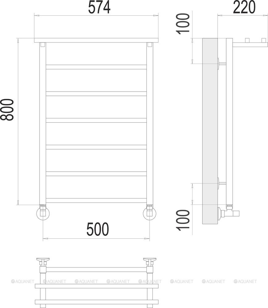 Полотенцесушитель Terminus Контур с/п П7 500х800