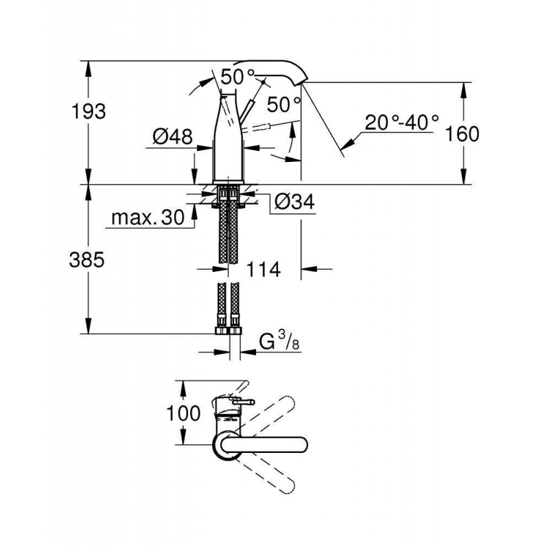Смеситель для раковины Grohe Essence New 23463001 хром
