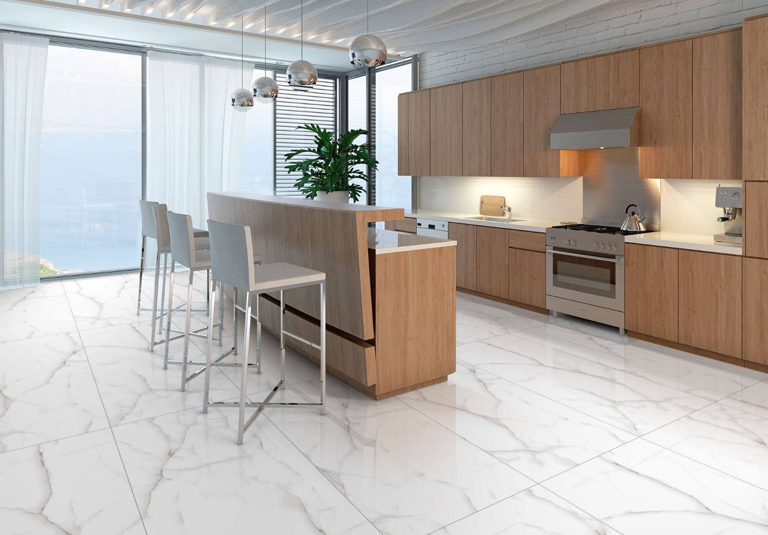 NS Ceramic Керамогранит с Эффектом Камня NSC1276 White 60x120 - керамическая плитка и керамогранит