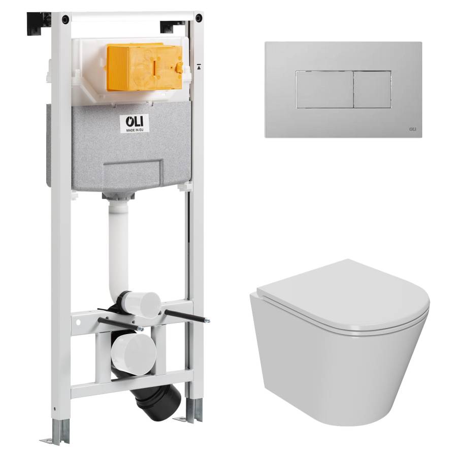 Сет: OLI 120 ECO Sanitarblock pneumatic+Панель KARISMA, хр. мат. + Унитаз Point Виктория PN41061