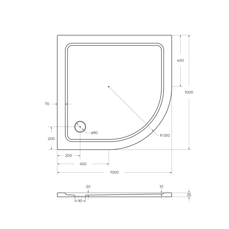 Каркас с ножками для SMC поддона CEZARES TRAY-M-R-80-ML
