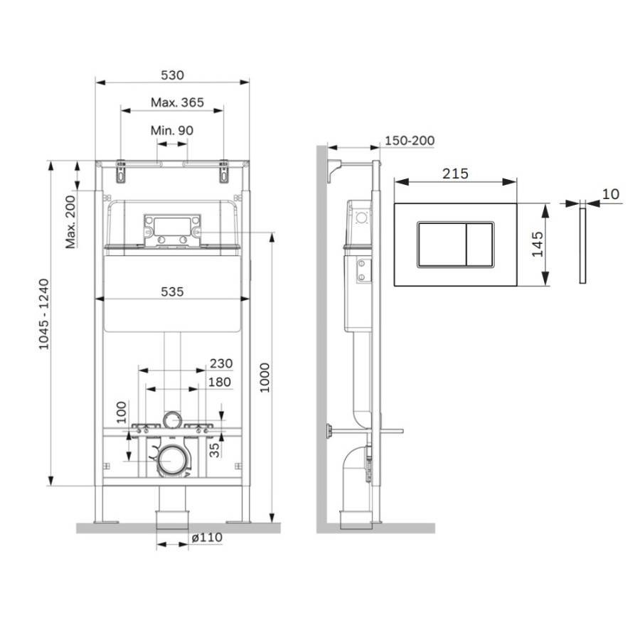 I012710.0231 MasterFit инсталляция для подвесного унитаза с клавишей ProC S, мат.хром