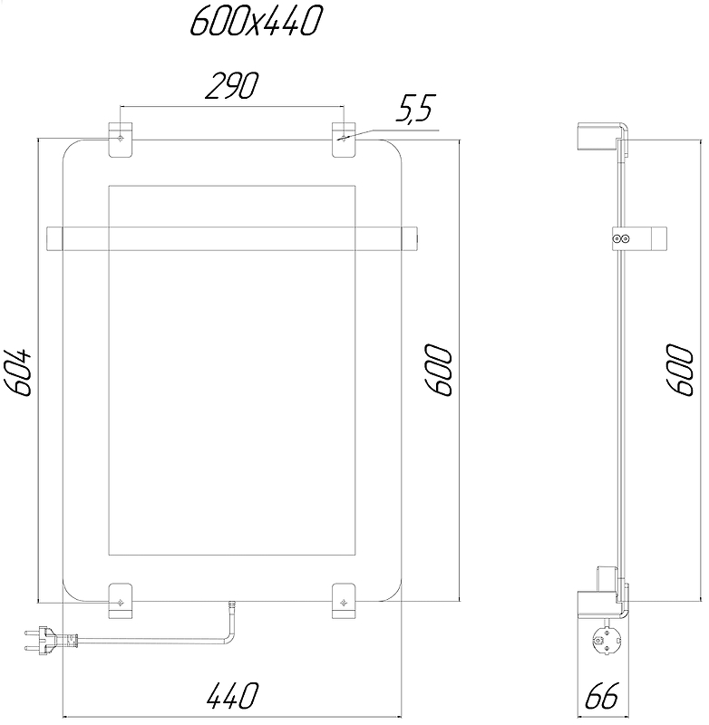 Полотенцесушитель электрический Allen Brau Infinity 60x44 8.21000.GL (без креплений)