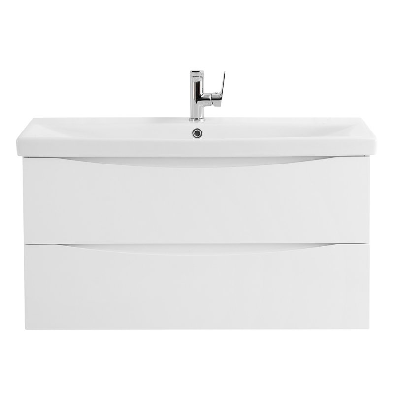 Тумба с раковиной подвесная BelBagno MARINO-CER 100 Nero Lucido, раковина белая