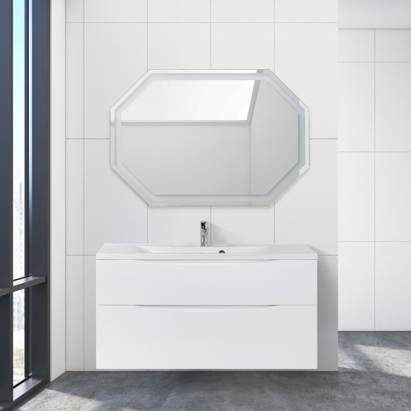 Тумба с раковиной подвесная BelBagno MARINO-H60 110 Rovere Moro, раковина белая