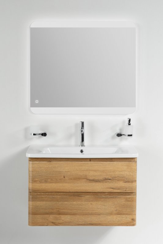 Тумба с раковиной подвесная  BelBagno ALBANO-CER 80 Rovere Nature Grigio, раковина белая