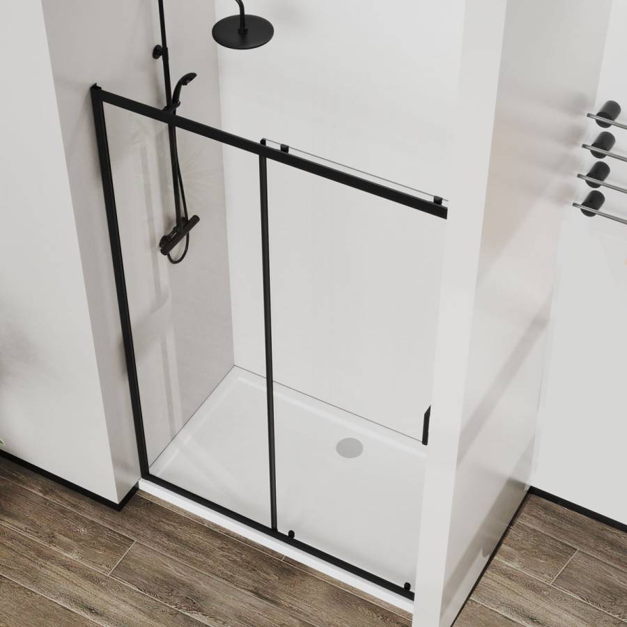 Душевая дверь City VDS-5CT150CLB, 1500, черный, стекло прозрачное