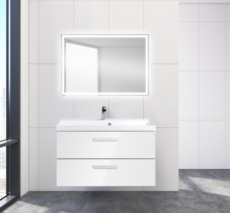 Тумба с раковиной подвесная  BelBagno AURORA 90 Rovere Tabacco, раковина белая