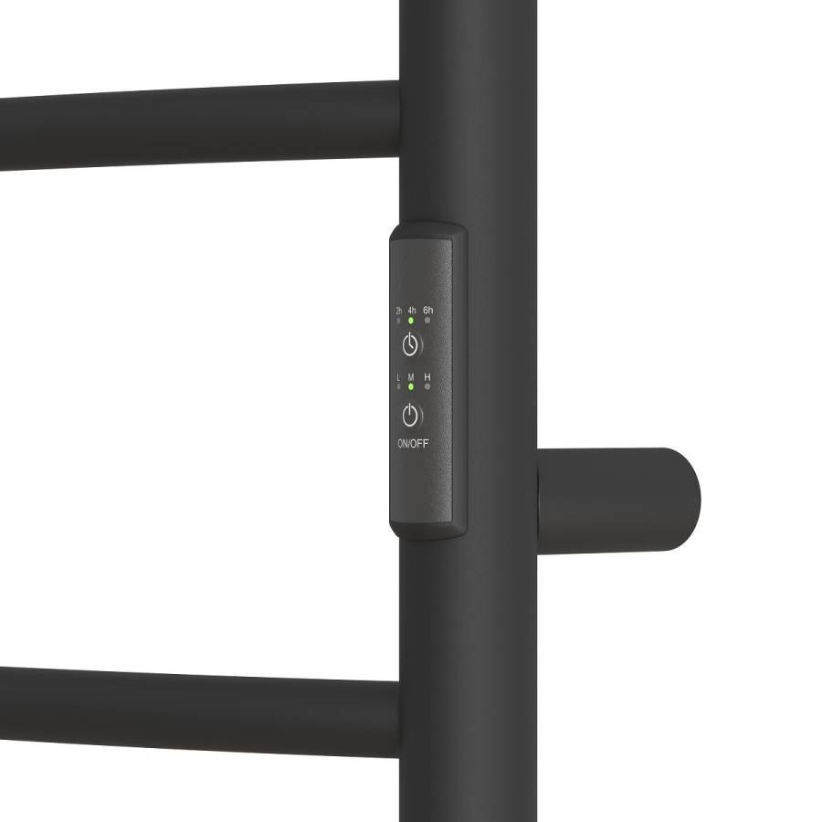 Полотенцесушитель электрический Point Афина PN04858PB П5 500x800 с полкой, диммер справа, черный