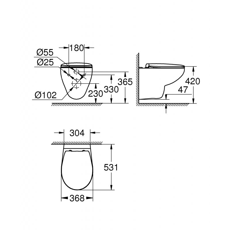 Подвесной унитаз Grohe Bau Ceramic 39351000 с сиденьем