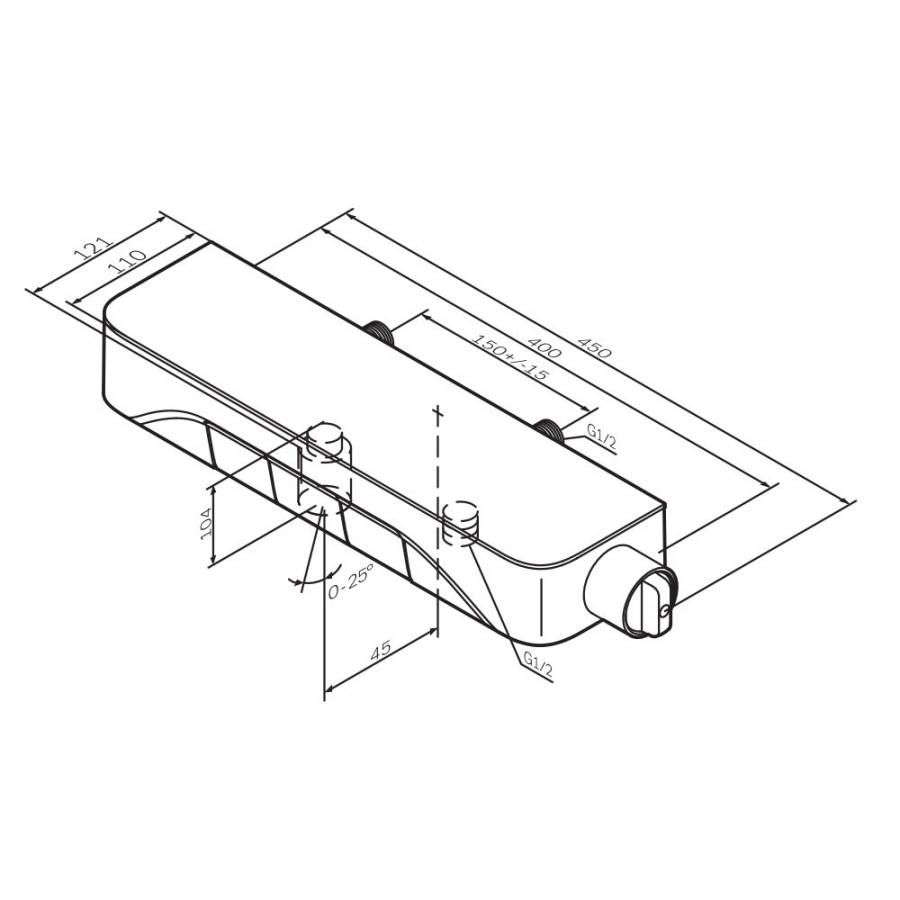 F8F10500 Func, смеситель для душа, кнопочный с полкой, с изливом, хром