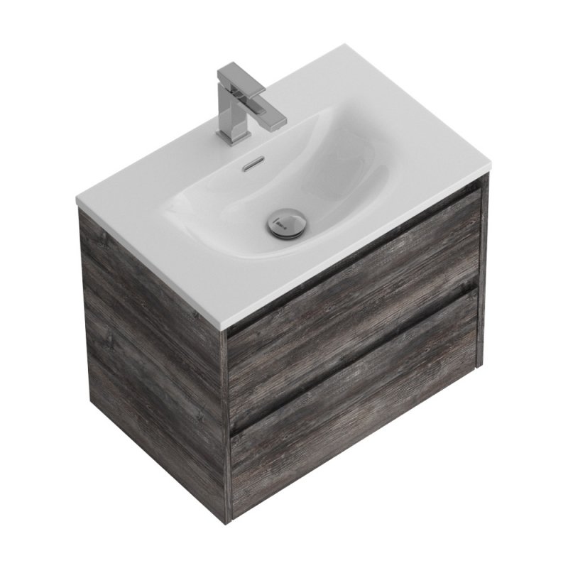 Тумба с раковиной подвесная BelBagno KRAFT 39 60 Cemento Grigio, раковина белая