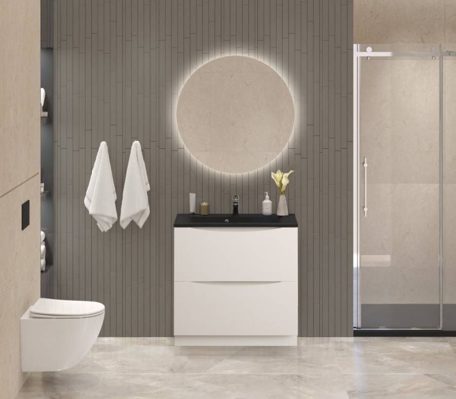 Тумба с раковиной напольная BelBagno MARINO 80 Bianco Lucido, раковина белая