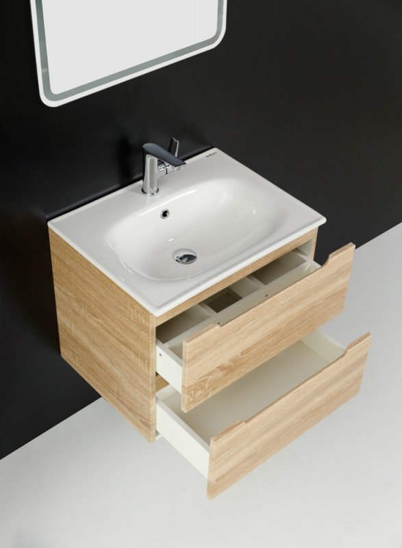 Тумба с раковиной подвесная BelBagno ETNA 60 Rovere Bianco, раковина белая