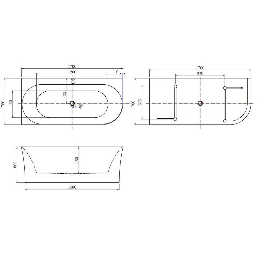 Акриловая ванна Allen Brau Priority 4 А 170x78 2.31004.21A белый матовый