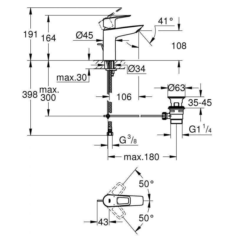 Смеситель Grohe BauLoop для раковины 23762001 хром