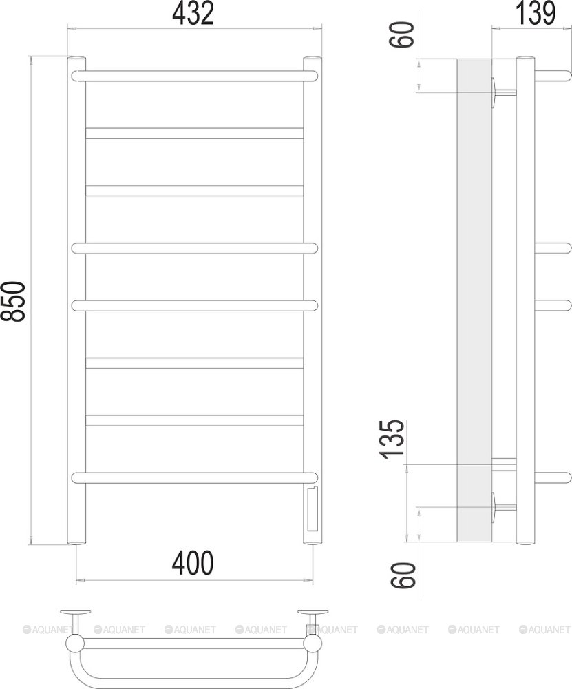 Полотенцесушитель Terminus Евромикс П8 400х850 электро