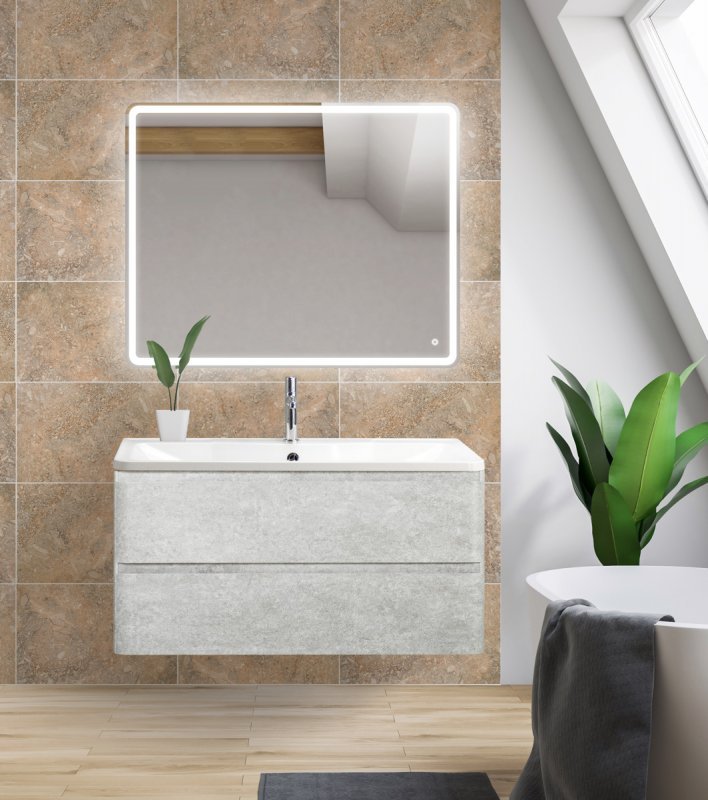 Тумба с раковиной подвесная BelBagno ALBANO 100 Rovere Vintage Bianco, раковина белая