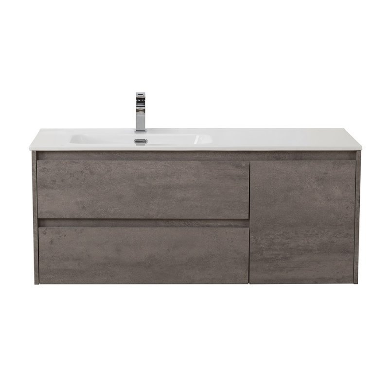 Тумба с раковиной подвесная с двумя ящиками и одной дверцей BelBagno KRAFT 120 Rovere Tabacco правая, раковина белая