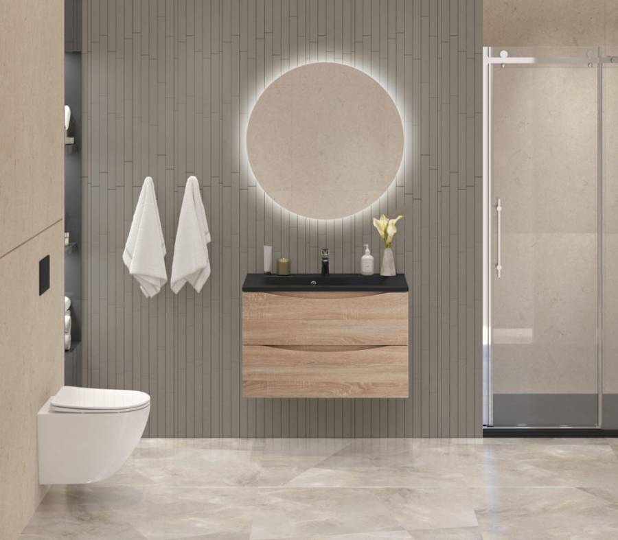 Тумба с раковиной подвесная BelBagno MARINO 70 Rovere Bianco, раковина белая