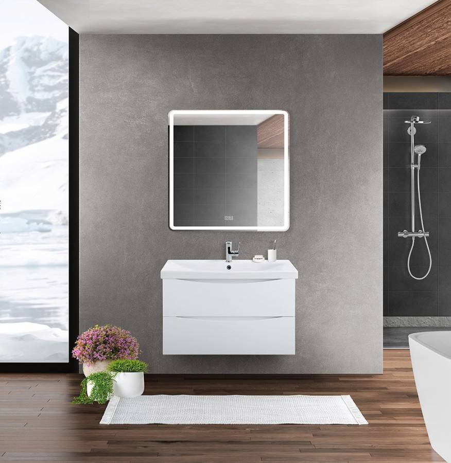 Тумба с раковиной подвесная BelBagno MARINO-CER 80 Bianco Lucido , раковина белая