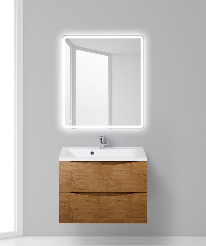 Тумба с раковиной подвесная BelBagno MARINO 75 Rovere Moro, раковина белая