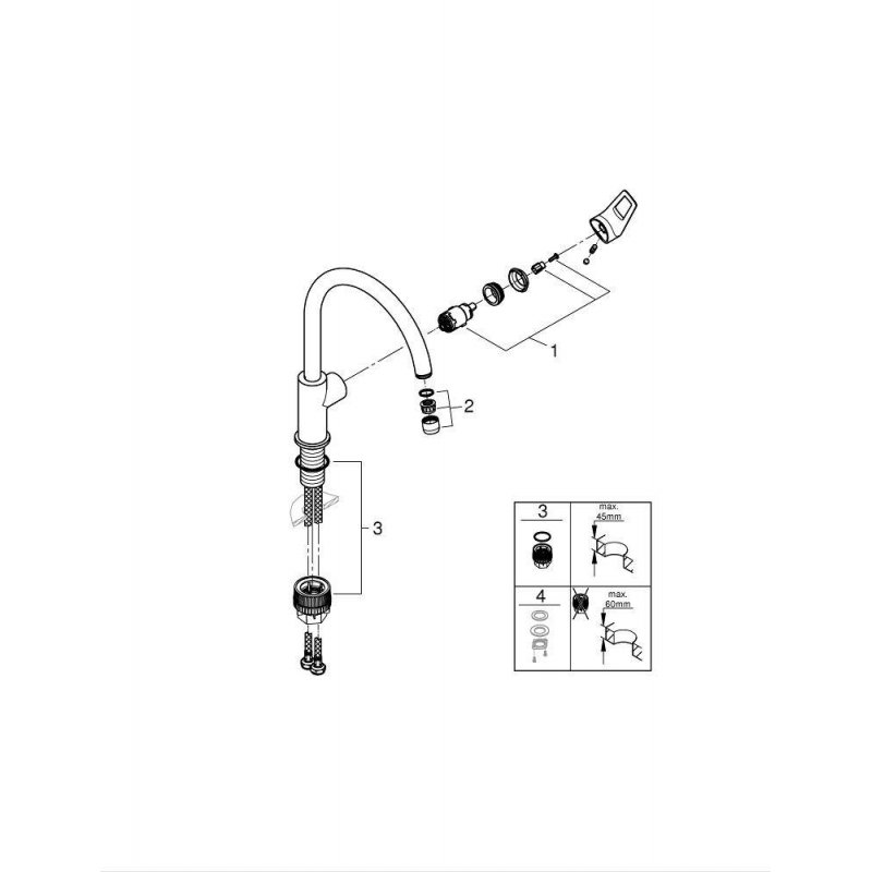 Смеситель для кухни стандартный Grohe BauLoop, хром (31368001)