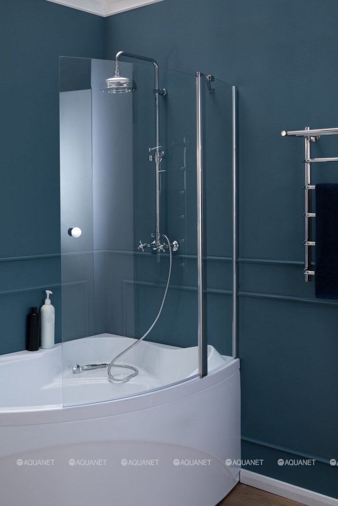 Шторка для ванны Aquanet Alfa 2 NF7221-2 pivot, прозрачное стекло