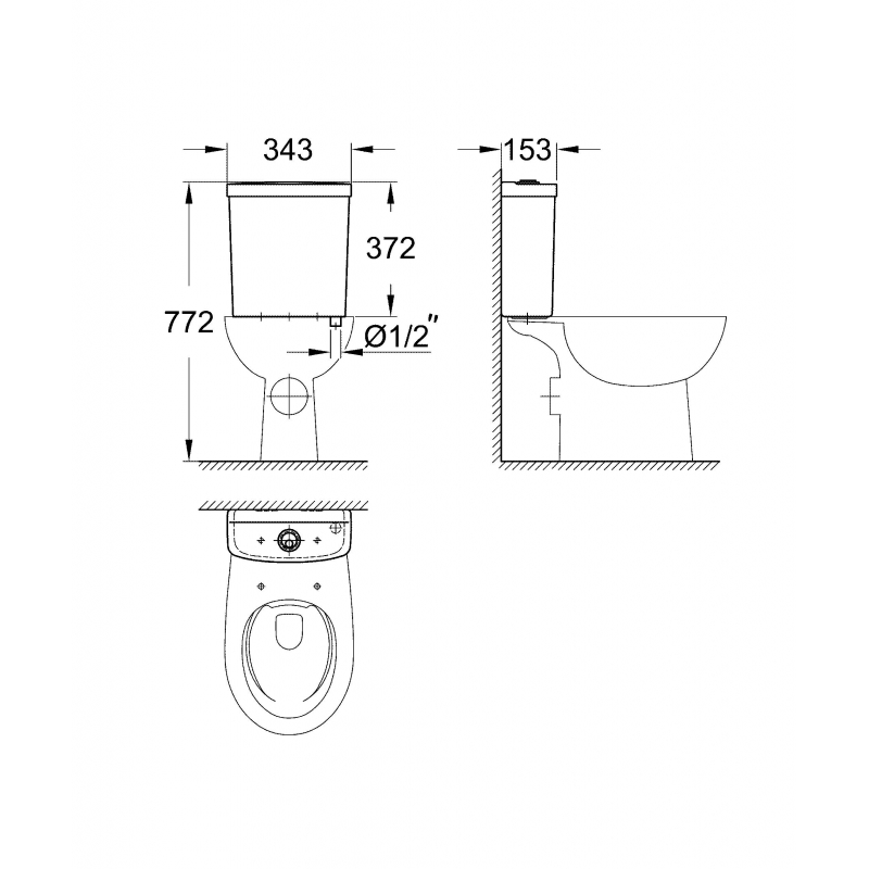 Смывной бачок для унитаза, GROHE Bau Ceramic, альпин-белый, (39436000)