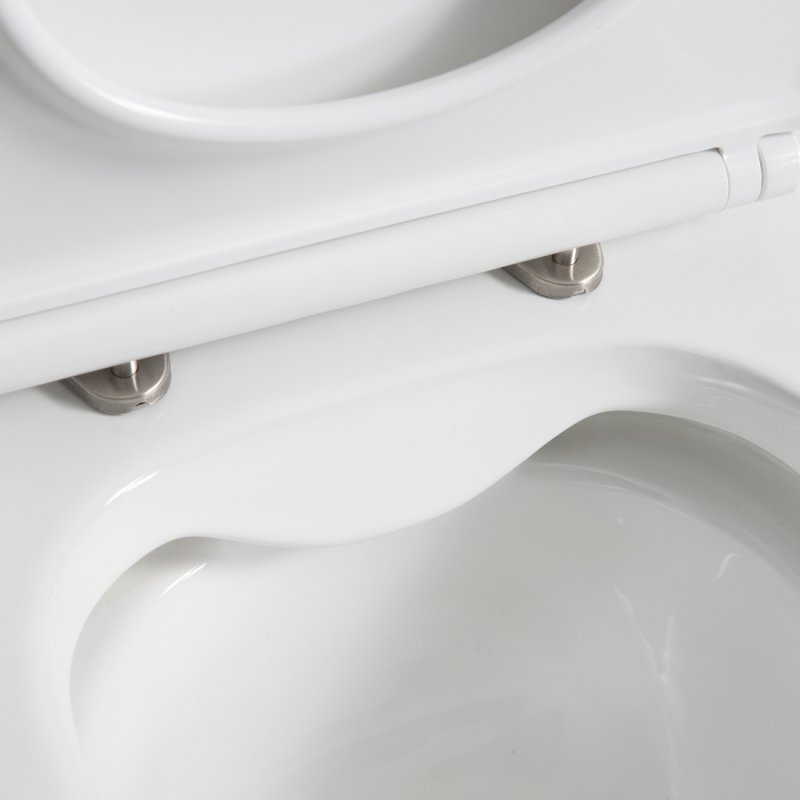 LOUNGE Чаша безободкового унитаза с сиденьем дюропласт soft close, P-trap, BB045CPR/SC