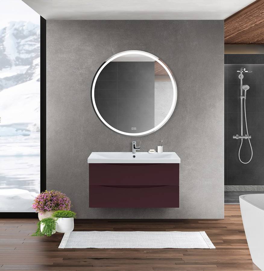 Тумба с раковиной подвесная BelBagno MARINO-CER 90 Rovere Bianco, раковина белая