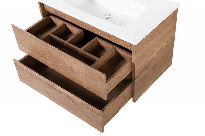 Тумба с раковиной подвесная BelBagno KRAFT 80 Cemento Grigio, раковина белая