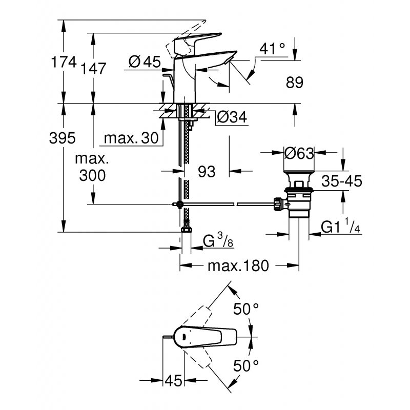 Смеситель Grohe BauEdge для раковины 23328001 хром