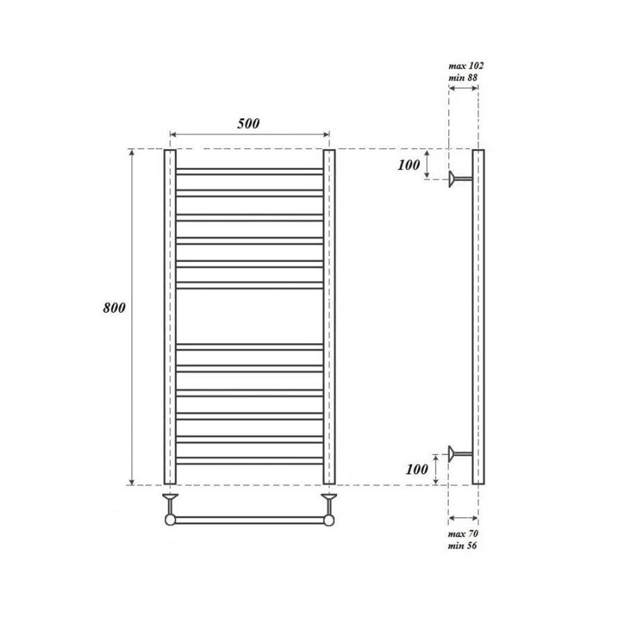 Полотенцесушитель электрический Point Аврора PN10158SE П12 500x800 левый/правый, хром