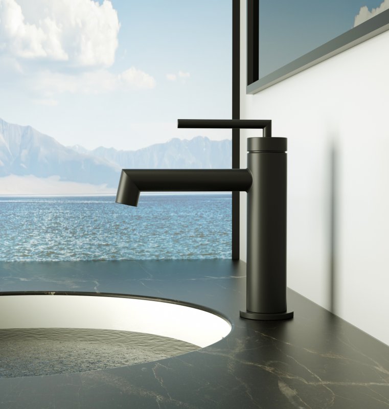 ACQUA Смеситель для раковины без донного клапана, черный ACQUA-LVM-NERO