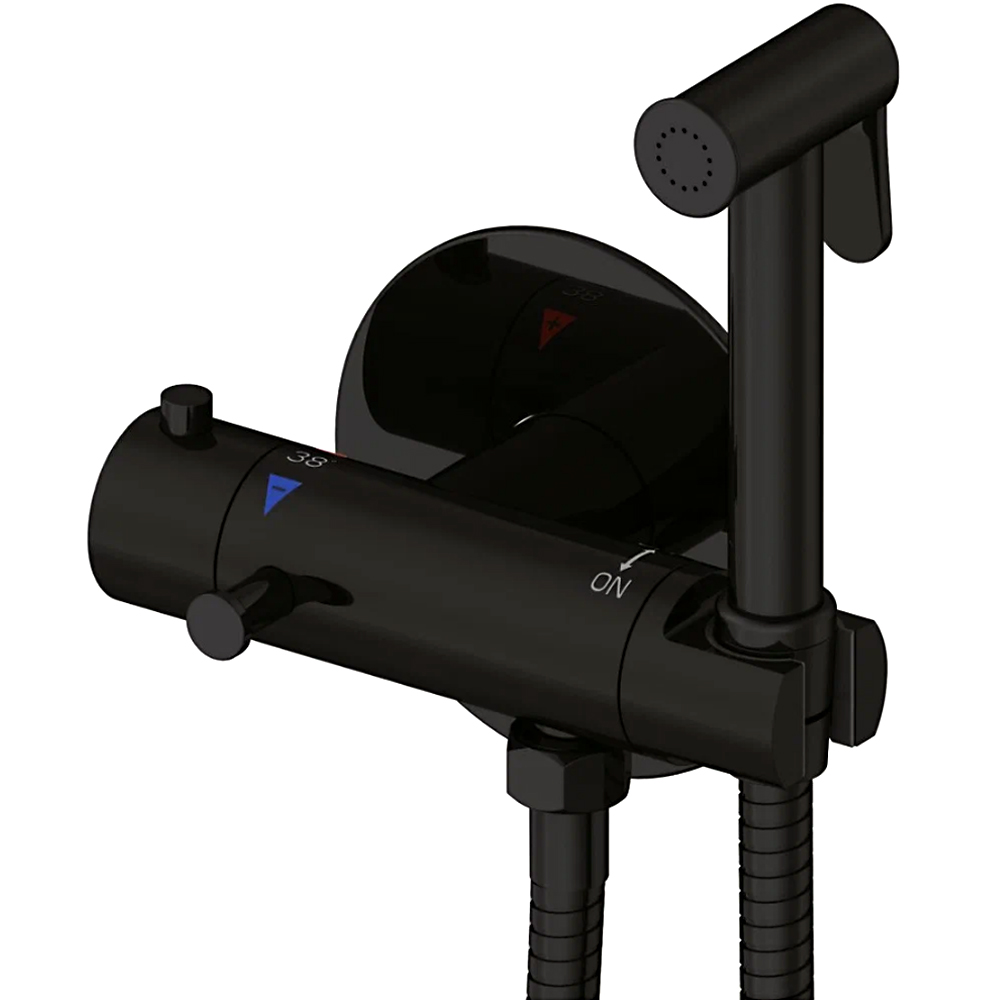 Гигиенический душ с термостатом Rose R915H, черный