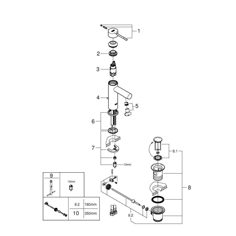 Смеситель для раковины Grohe Essence New 32898001 хром