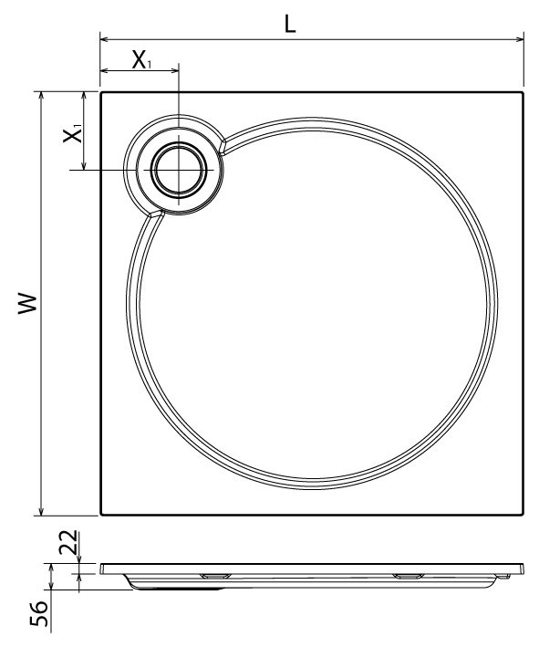 Поддон из искусственного мрамора CEZARES TRAY-S-A-90-56-W