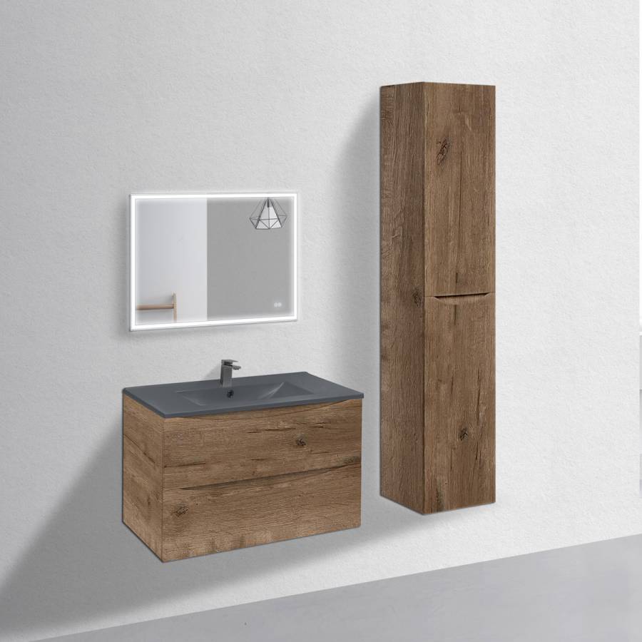 База под керамическую раковину Mia 750 подвесная, 2 выкатных ящика soft close, V.Oak