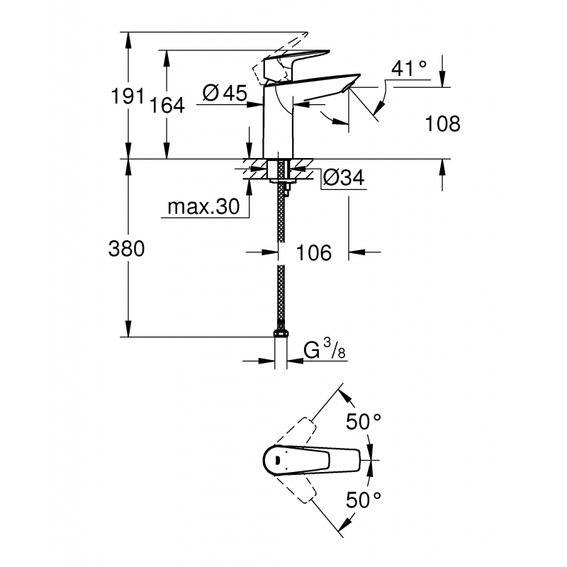 Смеситель Grohe BauEdge для раковины 23904001 хром
