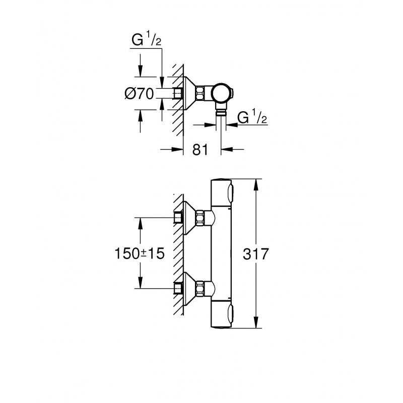 Термостат для душа Grohe Grohtherm 500 34793000, хром