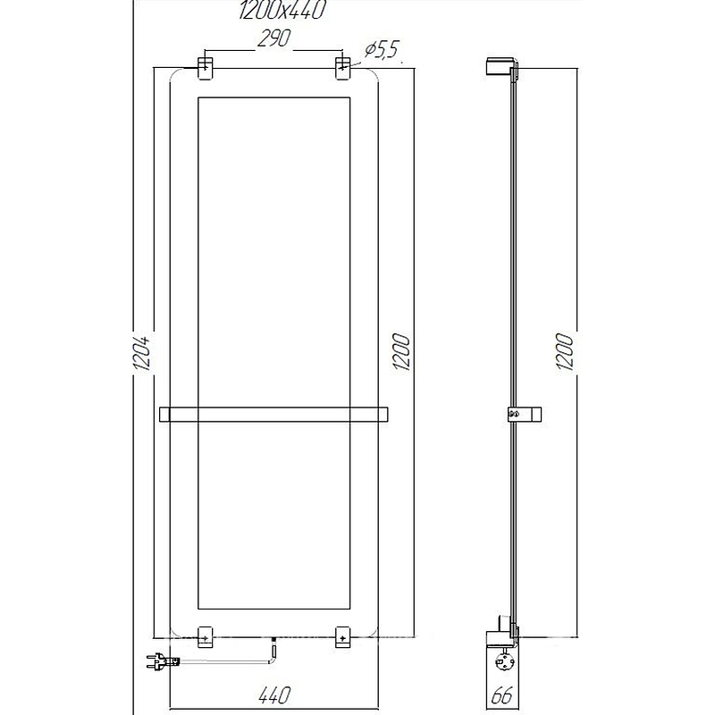 Полотенцесушитель электрический Allen Brau Infinity 120x44 8.21003.GL (без креплений)