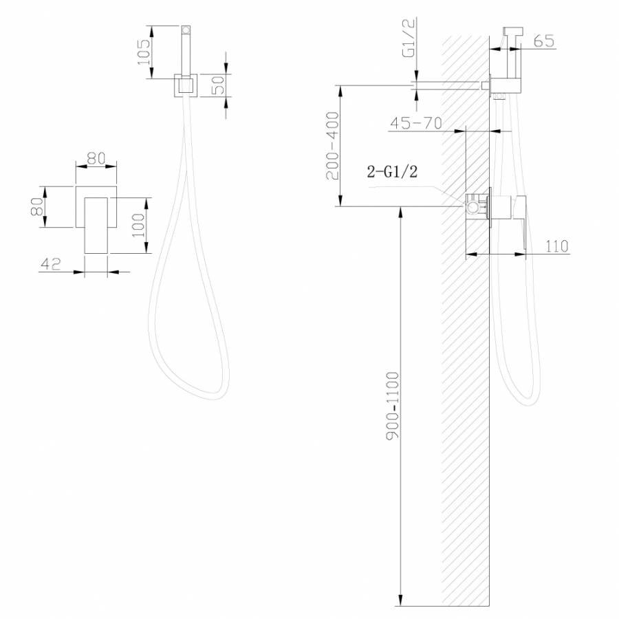 Смеситель ABBER Daheim AF8225G с гигиеническим душем, золото матовое
